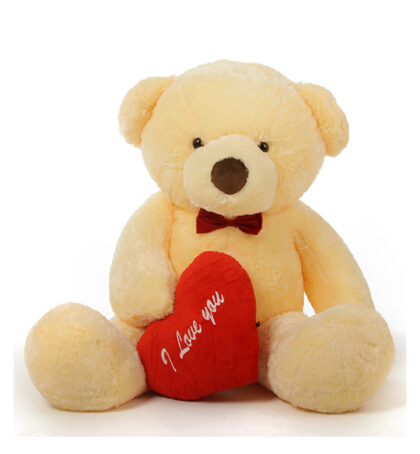 12 Inches Cream Color Teddy Bear With Heart - Kalpa Florist