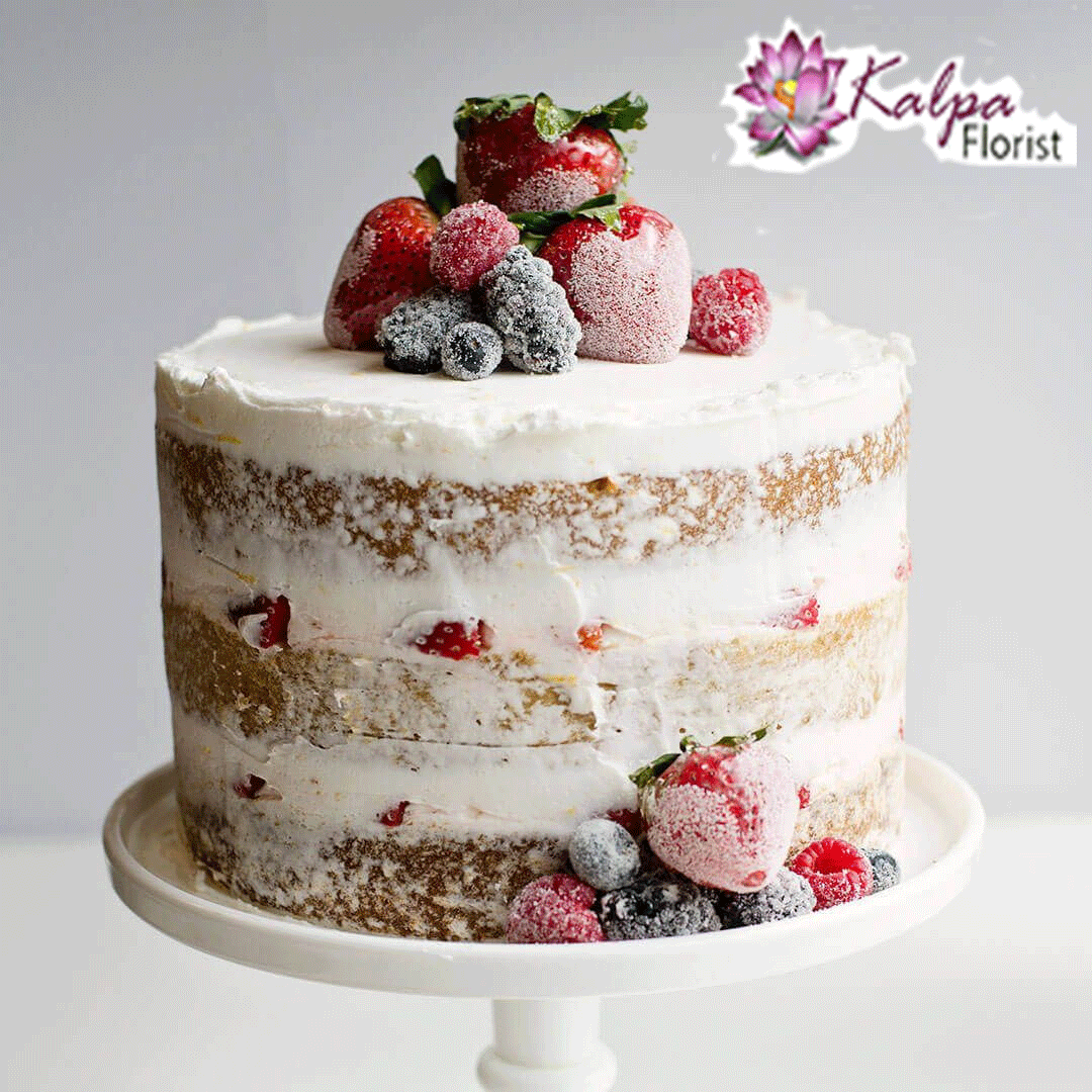 Simple Naked Cake With Fresh Berries Kalpa Florist