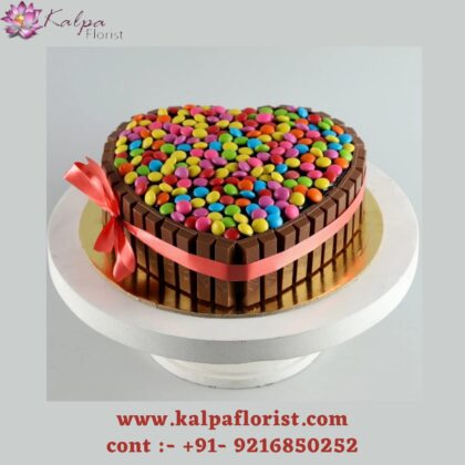 Heart Choco Kitkat Cake Valentine Cake