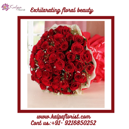 Romantic 50 Roses Bouquet | Send Valentine Flower | Kalpa Florist, send valentine flower, send valentine's day flowers,  send valentine day flower, send flower for valentine's day, send valentine flowers, how to get flowers delivered on valentine's day, send virtual valentine flowers, send valentine flowers punjab, send secret valentine flowers, send flowers valentine's day india, Romantic 50 Roses Bouquet | Send Valentine Flower | Kalpa Florist, order flower from kalpa florist, order flower, florist in jalandhar