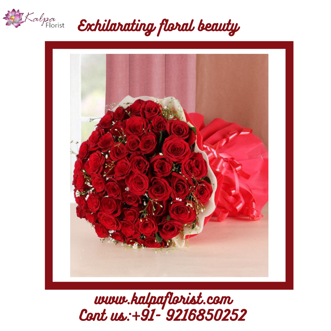 Romantic 50 Roses Bouquet | Send Valentine Flower | Kalpa Florist, send valentine flower, send valentine's day flowers,  send valentine day flower, send flower for valentine's day, send valentine flowers, how to get flowers delivered on valentine's day, send virtual valentine flowers, send valentine flowers punjab, send secret valentine flowers, send flowers valentine's day india, Romantic 50 Roses Bouquet | Send Valentine Flower | Kalpa Florist, order flower from kalpa florist, order flower, florist in jalandhar