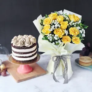 Coffee Cake and Flowers ( Flower and Cake Delivery Near Me )
