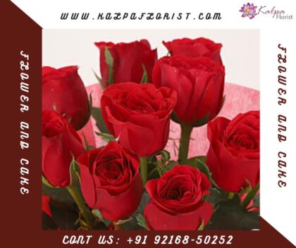 Red Roses With Cake | Flower And Cake Delivery Delhi | Kalpa Florist