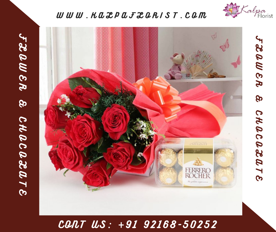 Roses And Rocher Combo | Flower and Chocolate Delivery Near Me | Kalpa Florist, flower and chocolate delivery near me, flower and chocolate delivery melbourne,  who delivers flowers same day, can you get flowers delivered same day, where can i order flowers online to be delivered, flower and chocolate delivery delhi, best flower and chocolate delivery jalandhar, send chocolate and flower deliver  in jalandhar, flower and chocolate deliver in delhi, flower and chocolate delivery delhi, Roses & Ferrero Rocher Combo | Flower and Chocolate Delivery Punjab | Kalpa Florist