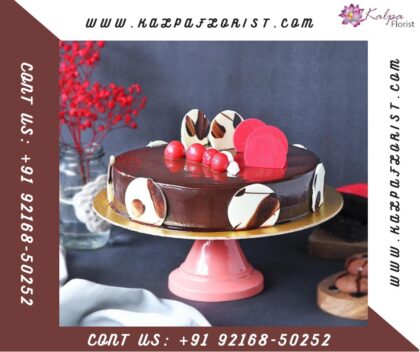 Delicious Truffle Cake With Bouquet Flower And Cake Delivery Near Me Canada