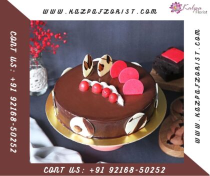 Delicious Truffle Cake With Bouquet Flower And Cake Delivery Near Me USA