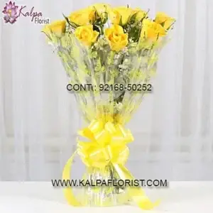 Beautiful Yellow Roses Bouquet for Birthday