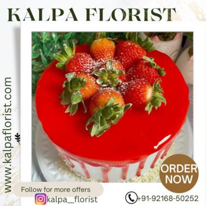 Order Strawberry Drip Cake  ( Cake Delivery Punjab) - Image 3