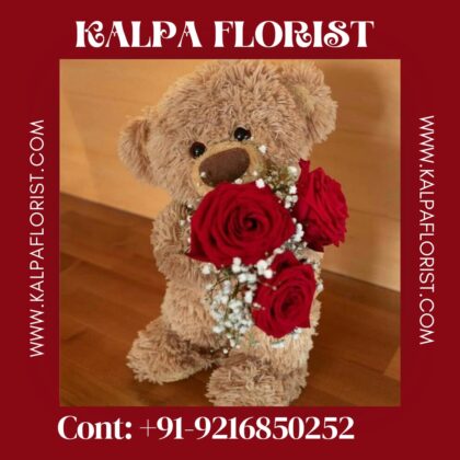 Flowers & Teddy Bear ( Gifts Online For Valentine)