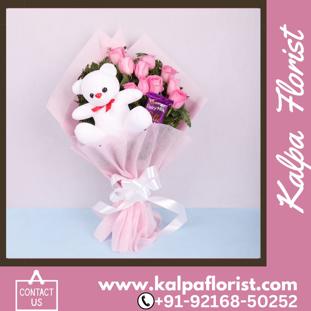 Flowers & Teddy Bear Combo ( Send Gifts For Birthday )