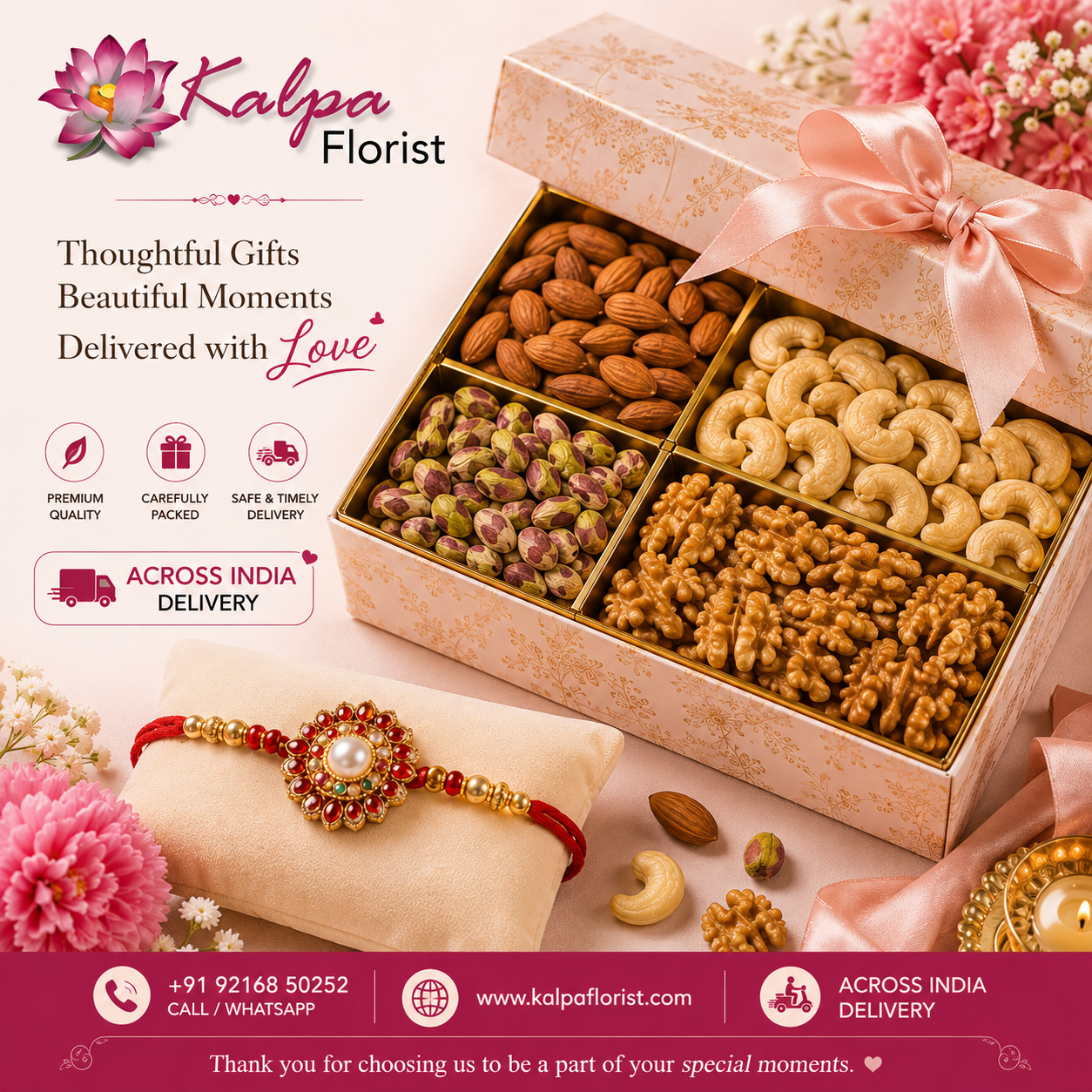 1 Rakhi With 1/2 Kg Assorted Dry Fruits