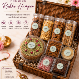 Premium Rakhi Hamper with gourmet snacks and cakes by Kalpa Florist for Raksha Bandhan delivery across Punjab and India